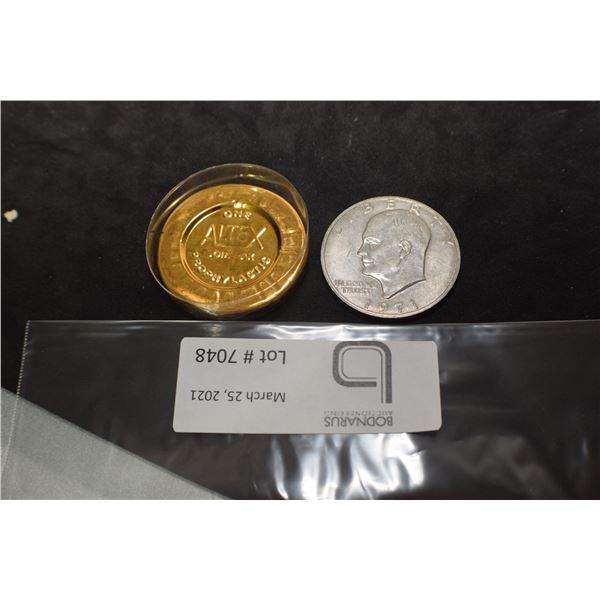 USA 1971 DOLLAR AND GOLD COIN ANTIQUE CONDOM