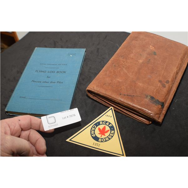 RCAF LOG BOOK , LEATHER BINDER , DECAL