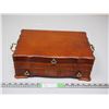 Image 1 : WOODEN JEWELRY BOX (5 1/4 X 13 1/2 IN WIDE)