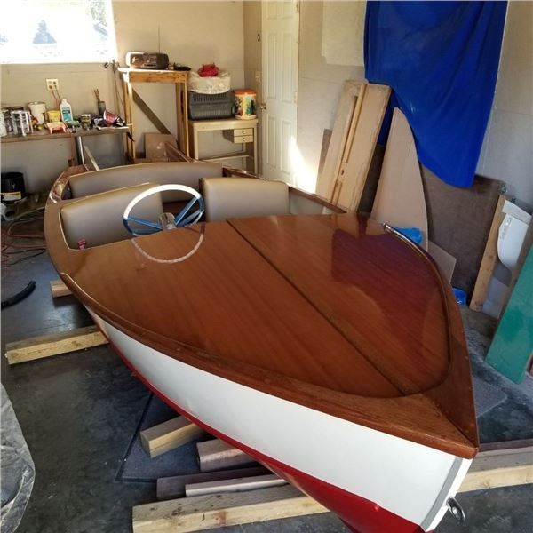 1961 Model Lane Wood Barrel Back Kit Boat 14FT with Trailer and Motor (See description)