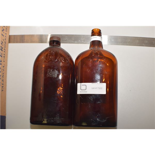 2 Amber Whiskey Bottles (White House)