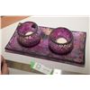 Image 1 : Mosaic Amethyst Glass Candle Set