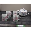 Image 4 : JENNIFER ABBOTT COLLECTION, CAKE SERVING TRAY, KETTLE & COFFEE CUPS (LIKE NEW)