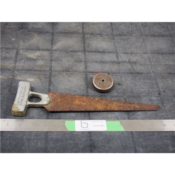 THE PIONEER CO KNAPP SPORT SAW, MECHANICS PAL MEASURING TAPE