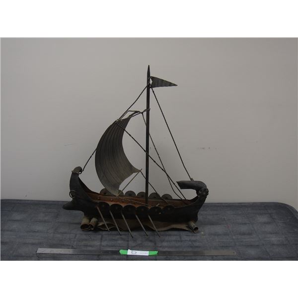 VIKING FOLK ART SHIP (20 X 22 1/2 IN TALL) MADE IN SPAIN