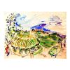 Image 1 : Wayne Ensrud "View Of Chateau Haut-Brion Vineyards" Original Mixed Media on Paper