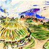 Image 2 : Wayne Ensrud "View Of Chateau Haut-Brion Vineyards" Original Mixed Media on Paper