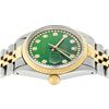 Image 8 : Rolex Men's Two Tone Stainless Steel & Gold Green String Diamond 36MM Datejust Watch