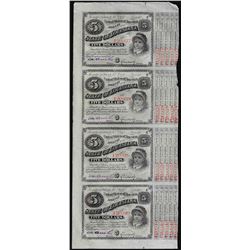 Uncut Sheet of (4) State of Louisiana Baby Bond Obsolete Notes