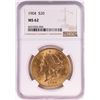 Image 1 : 1904 $20 Liberty Head Double Eagle Gold Coin NGC MS62