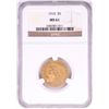 Image 1 : 1910 $5 Indian Head Half Eagle Gold Coin NGC MS61