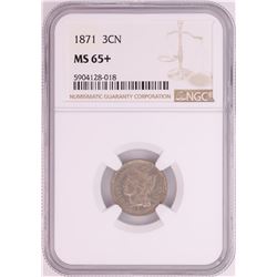 1871 Three Cent Nickel Coin NGC MS65+