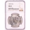 Image 1 : 1927-S $1 Peace Silver Dollar Coin NGC MS63