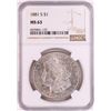 Image 1 : 1881-S $1 Morgan Silver Dollar Coin NGC MS63 Nice Toning