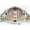 Image 4 : Rolex Ladies Two Tone MOP Diamond Emerald & Ruby Oyster Perpetual Datejust Watch