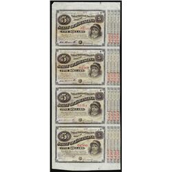 Uncut Sheet of (4) State of Louisiana Baby Bond Obsolete Notes