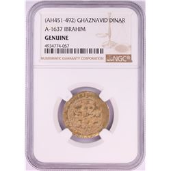 AH451-492 Ghaznavid Dinar A-1637 Ibrahim Gold Coin NGC Genuine