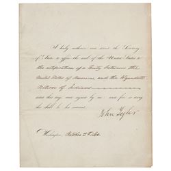 John Tyler Document Signed