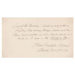 Oliver Wendell Holmes, Sr. Autograph Quotation Signed