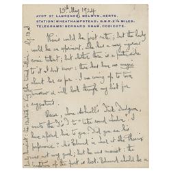 George Bernard Shaw Autograph Letter Signed