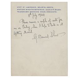 George Bernard Shaw Autograph Letter Signed
