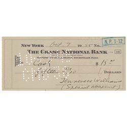 Tennessee Williams Twice-Signed Check