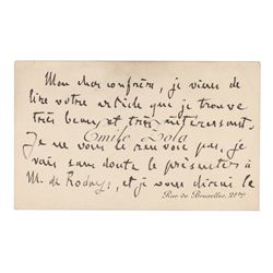Emile Zola Autograph Note Signed