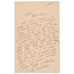 Nikolai Rimsky-Korsakov Autograph Letter Signed