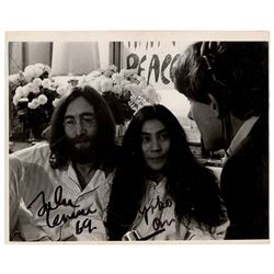 Beatles: John Lennon and Yoko Ono Signed 'Bed-in for Peace' Photograph