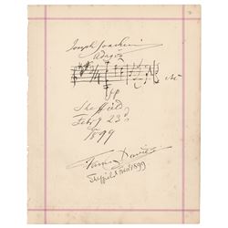 Joseph Joachim Autograph Musical Quotation Signed