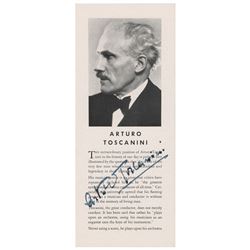 Arturo Toscanini Signed Pamphlet