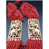 Image 2 : CARVED CORAL BEADED ELEPHANT/LION NECKLACE