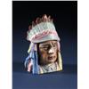 Image 1 : BISQUE INDIAN CHIEF PORCELAIN HUMIDOR