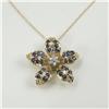 Image 1 : SAPPHIRE, DIAMOND AND 10K FLOWER PENDANT & CHAIN