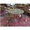 Image 1 : WROUGHT IRON AND STONE PATIO TABLE AND CHAIRS