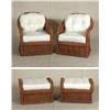 Image 1 : PAIR WICKER ARMCHAIRS AND PAIR OTTOMANS