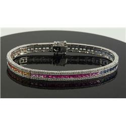 DIAMOND, MULTICOLORED SAPPHIRE & 14K BRACELET