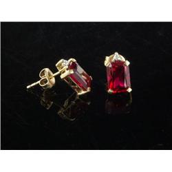 LAB-CREATED RUBY AND DIAMOND IN 14K EARRINGS