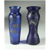 Image 1 : COBALT BLUE SATIN GLASS VASES SILVER OVERLAY