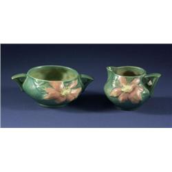 ROSEVILLE POTTERY CLEMATIS CREAMER AND SUGAR