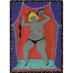 MIXED MEDIA LYNDA BARRY BURLESQUE DANCER
