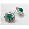 Image 1 : EMERALD CABOCHON AND DIAMOND IN 18K EARRINGS