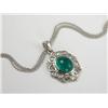 Image 1 : EMERALD CABOCHON & DIAMOND IN 18K PENDANT W/ CHAIN