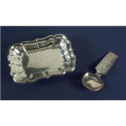 STERLING TRAY AND SWEDISH SILVER SPOON
