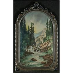 HANDCOLORED LITHOGRAPH VINTAGE PASTE FRAME