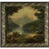 Image 1 : CHROMOLITHOGRAPH FISHING MOUNTAIN LAKE GILT FRAME