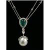 Image 1 : 18K SOUTH SEA PEARL AND EMERALD NECKLACE