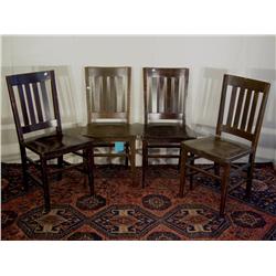 4 NW Chair Co. Arts & Crafts style slat back side chairs. One has a broken leg.