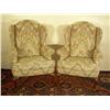 Image 2 : Pair of Queen Anne style wing back chairs with multicolored upholstery