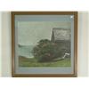 Image 1 : Photolithograph, A rose bush by an oceanside cottage, unsigned, simple wood frame